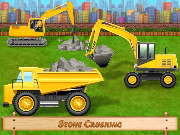 工程车辆建造房屋和洗车游戏